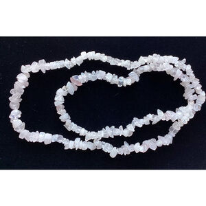Semi Precious Quartz Stone Chip Beaded Necklace Light Pink Vntg 34” Jewelry